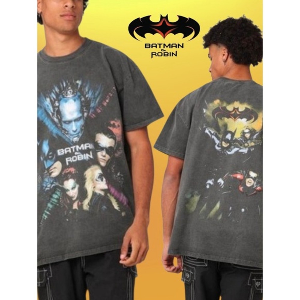 American Thrift Batman & Robin Movie Graphic Tee Mens Vintage Wash Black 2XL‎